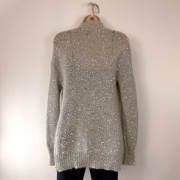 Express Gray Sequined Long Sweater - Picture 13 of 16